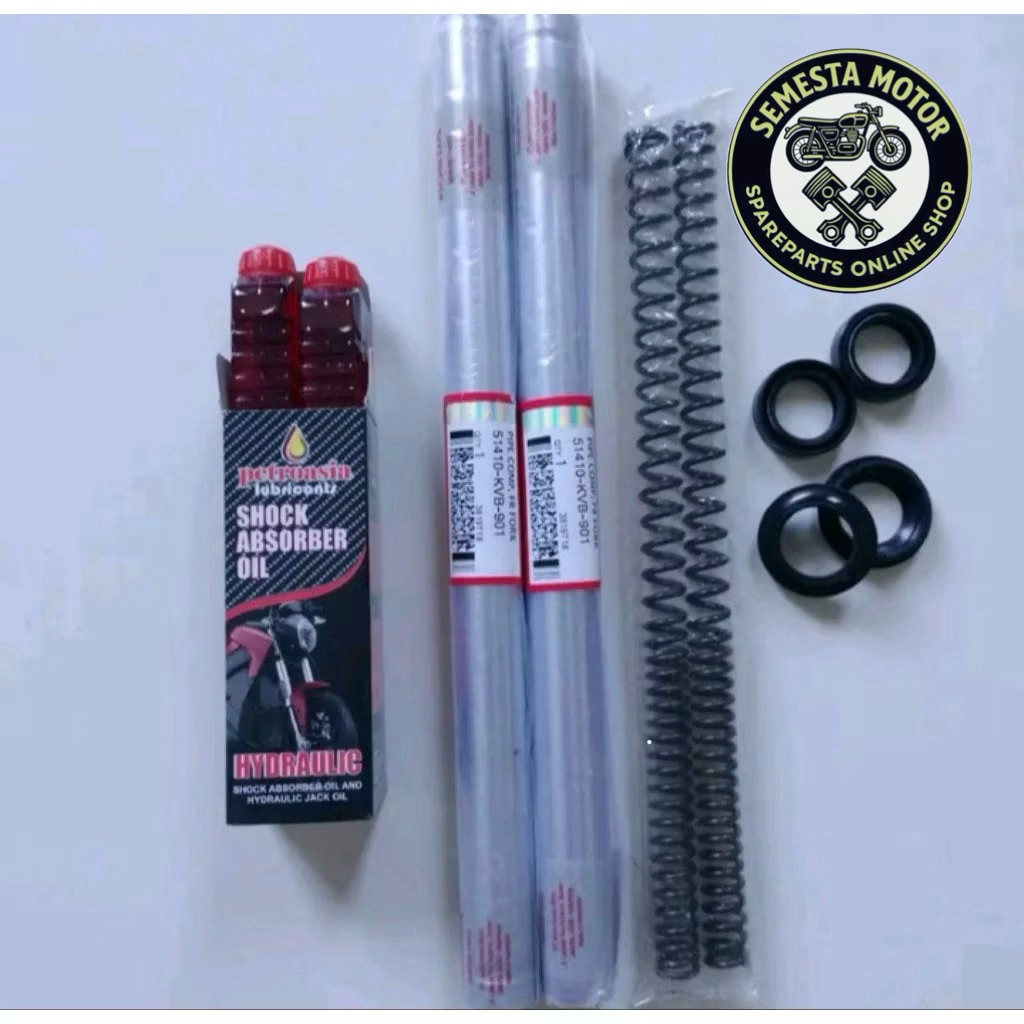 Paket As Shock Depan Only + Oli Shock + Seal Shock + Seal Abu Honda Vario Karbu Beat Karbu Scoopy Ka