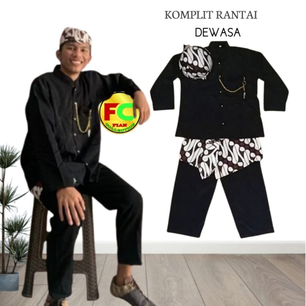 BAJU BASOFI DEWASA KOMPLIT BLANGKON SEMBONG DAN RANTAI BAJU ADAT JAWA BAJU KARNAVAL
