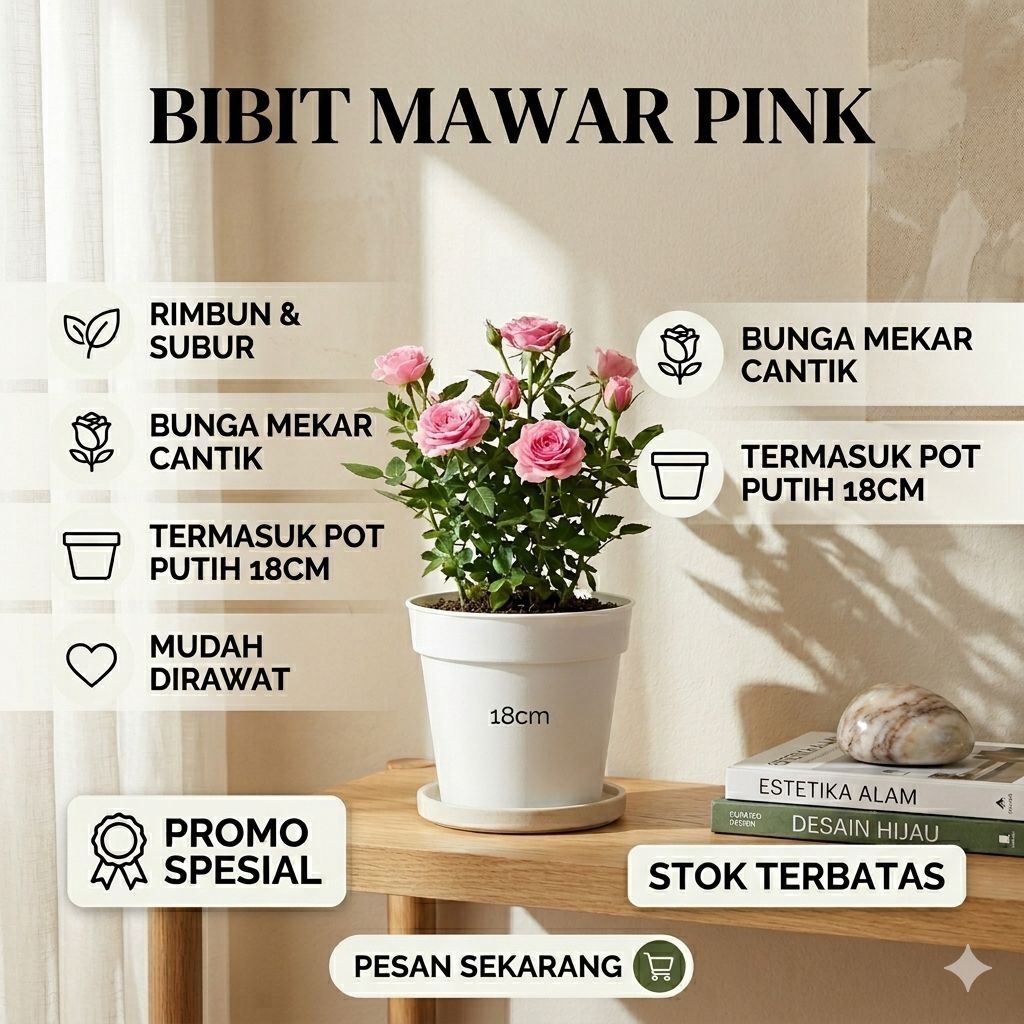 Bunga mawar di pot/bunga hias/tanaman bunga mawar hidup
