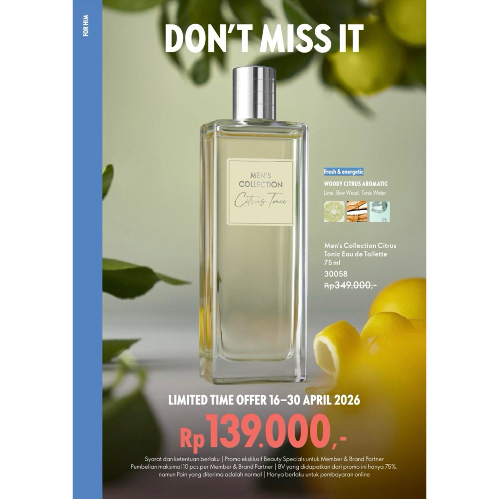 Parfum Men’s collection citrus tonic Oriflame