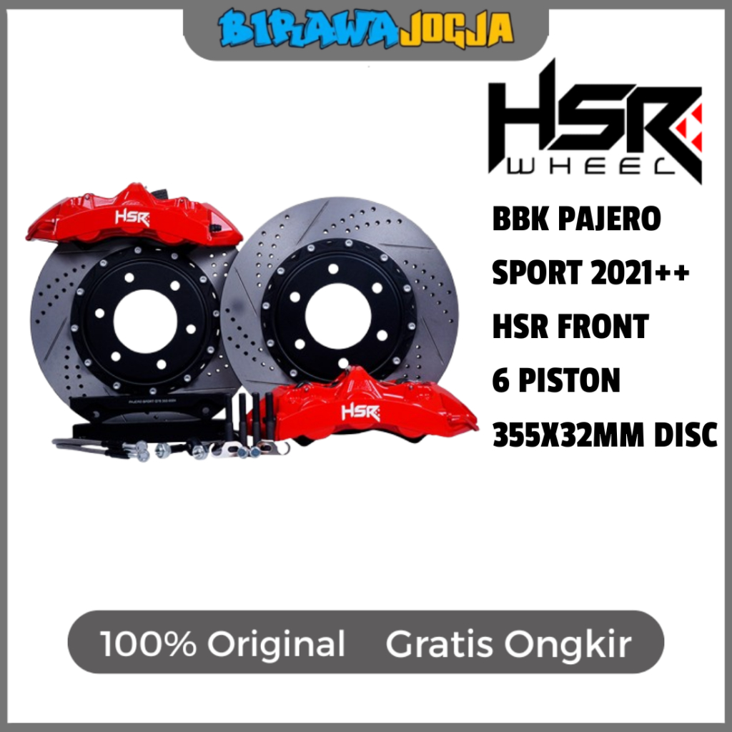 BBK PAJERO SPORT 6 POT MERAH BBK REDHSR 6 PISTON MZGT6 FRONT 355X32 DRILLED SLOTTED PAJERO 2021