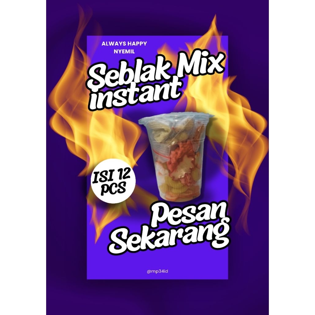 ngemilku.id - Seblak seduh Instant 12pcs free bumbu, cabe bubuk daun jeruk