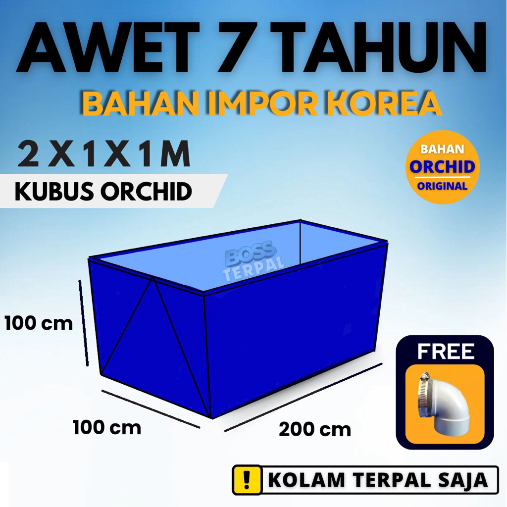 Kolam Terpal Ikan 2x1x1m - Terpal ORCHID - Bak Ikan Terpal