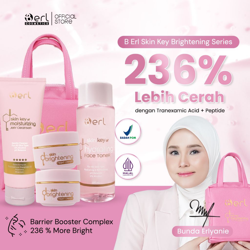 Paket Skincare B Erl Skin Key Brightening | 236% Lebih Cerah | BPOM Halal | Atasi Kusam & Noda Hitam