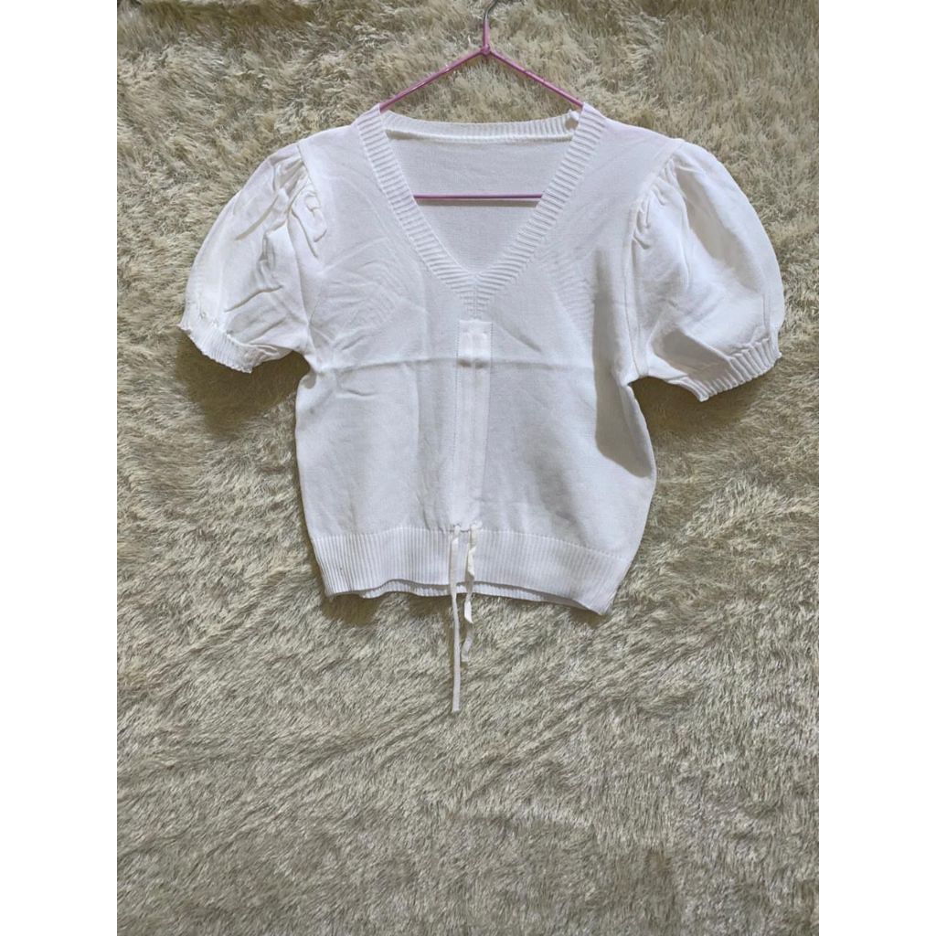 CARDIGAN WANITA RAJUT BOLERO TANGAN PENDEK CROP TOP