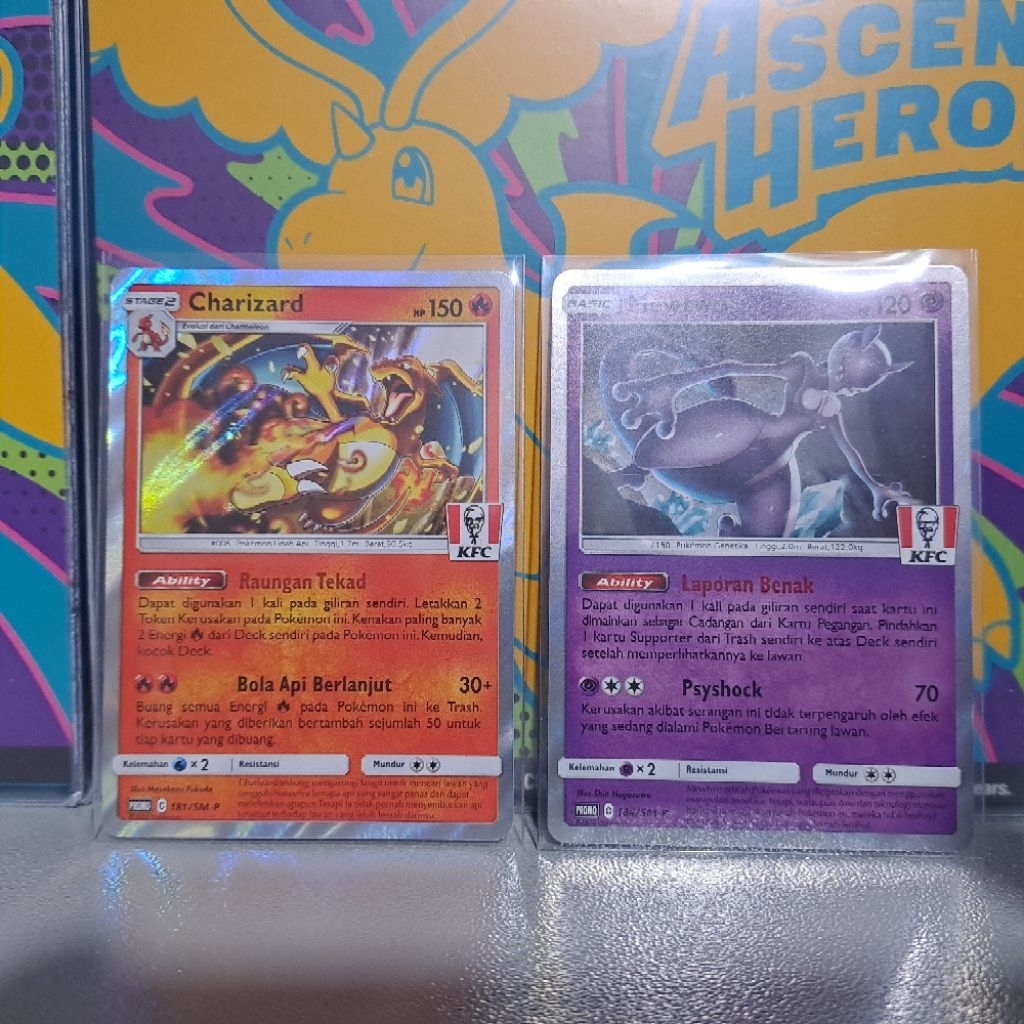 KARTU POKEMON KFC PROMO CHARIZARD MEWTWO