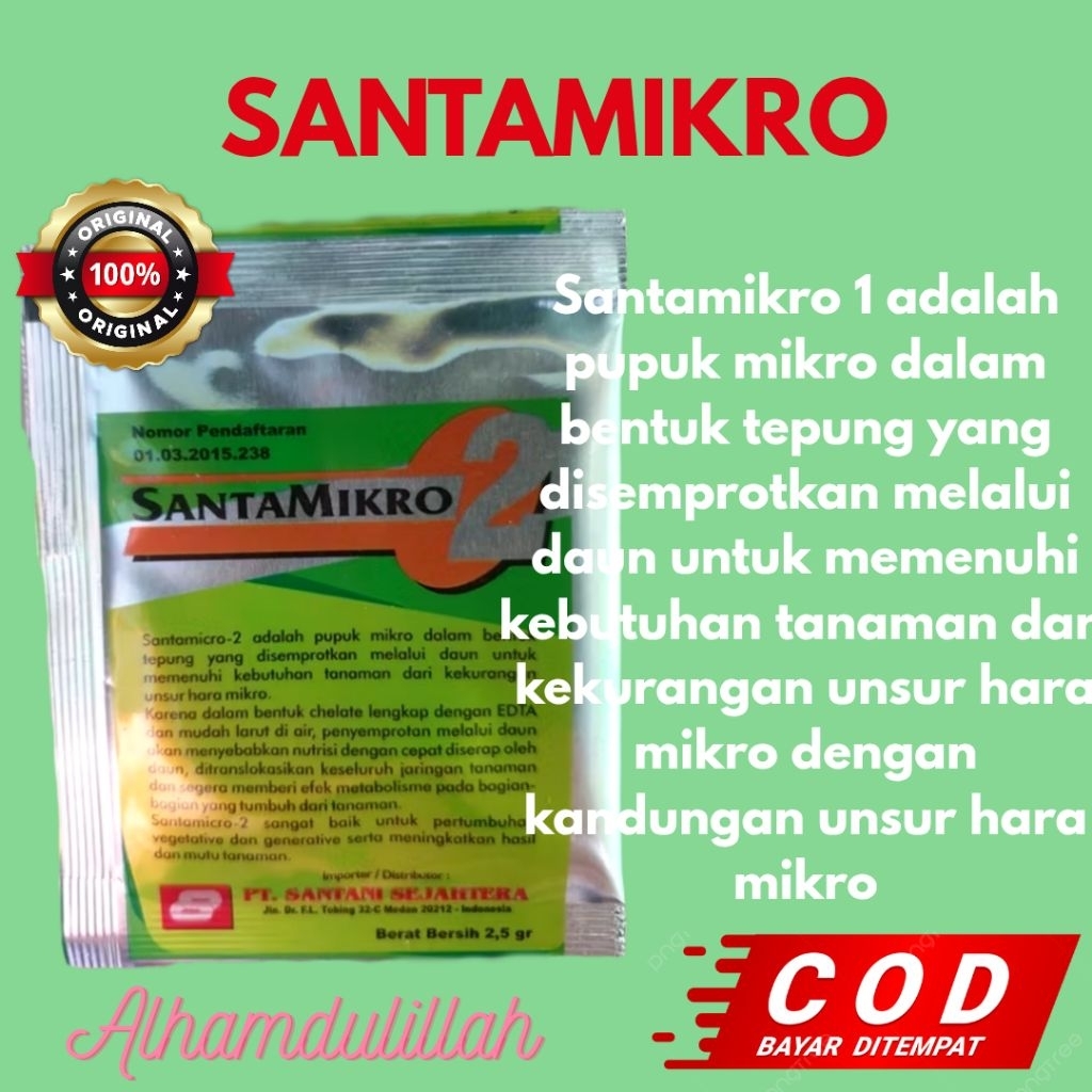 SANTAMIKRO 2. Kemasan 2,5 gram untuk memenuhi kebutuhan tanaman dari kekurangan unsur hara mikro den