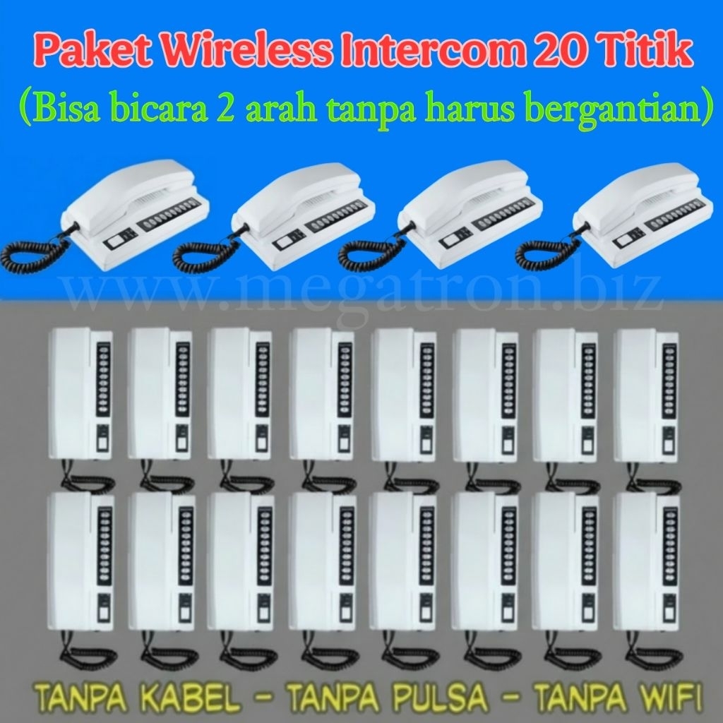 Paket Wireless Intercom Interphone 20 Titik - Bicara 2 arah tanpa bergantian - Interkom tanpa kabel
