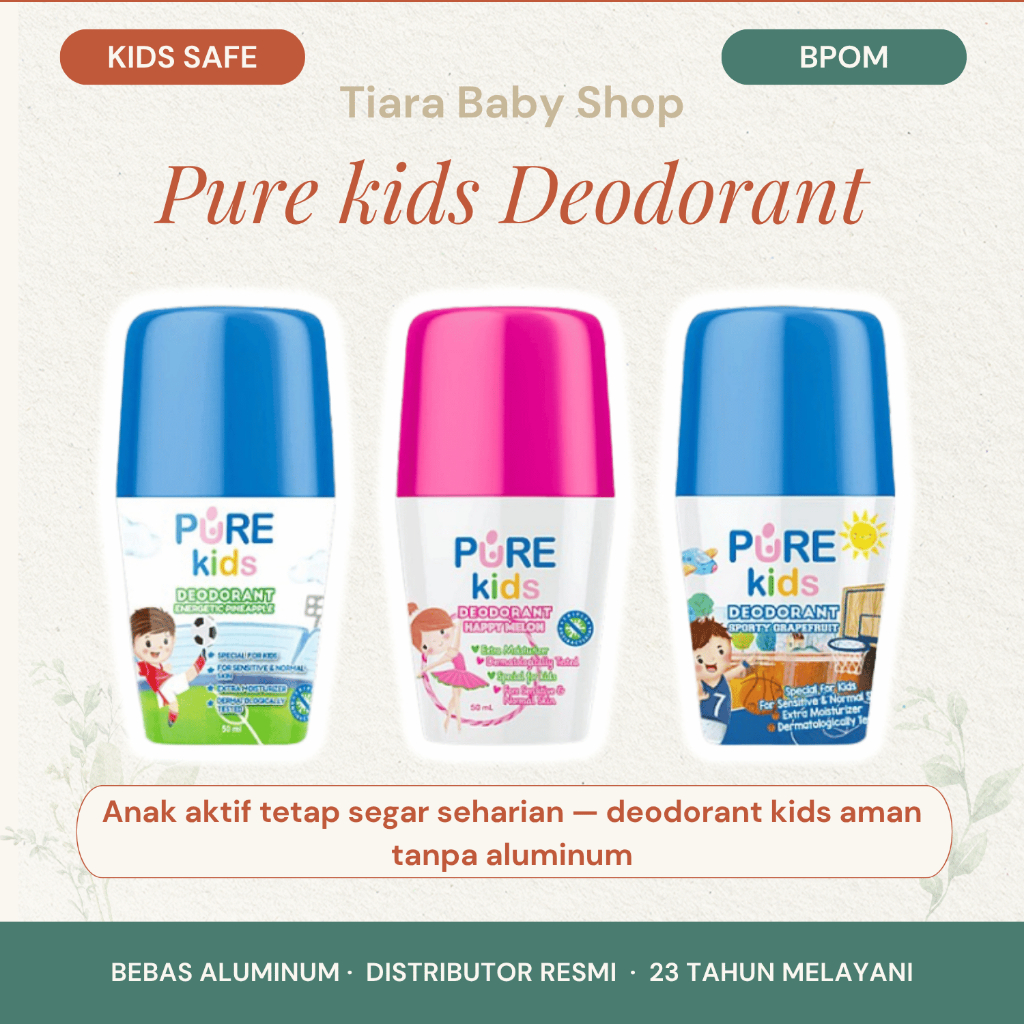 Pure Kids Deodorant Anak - Deodoran Anak Natural Aman Bebas Aluminum Segar Seharian BPOM