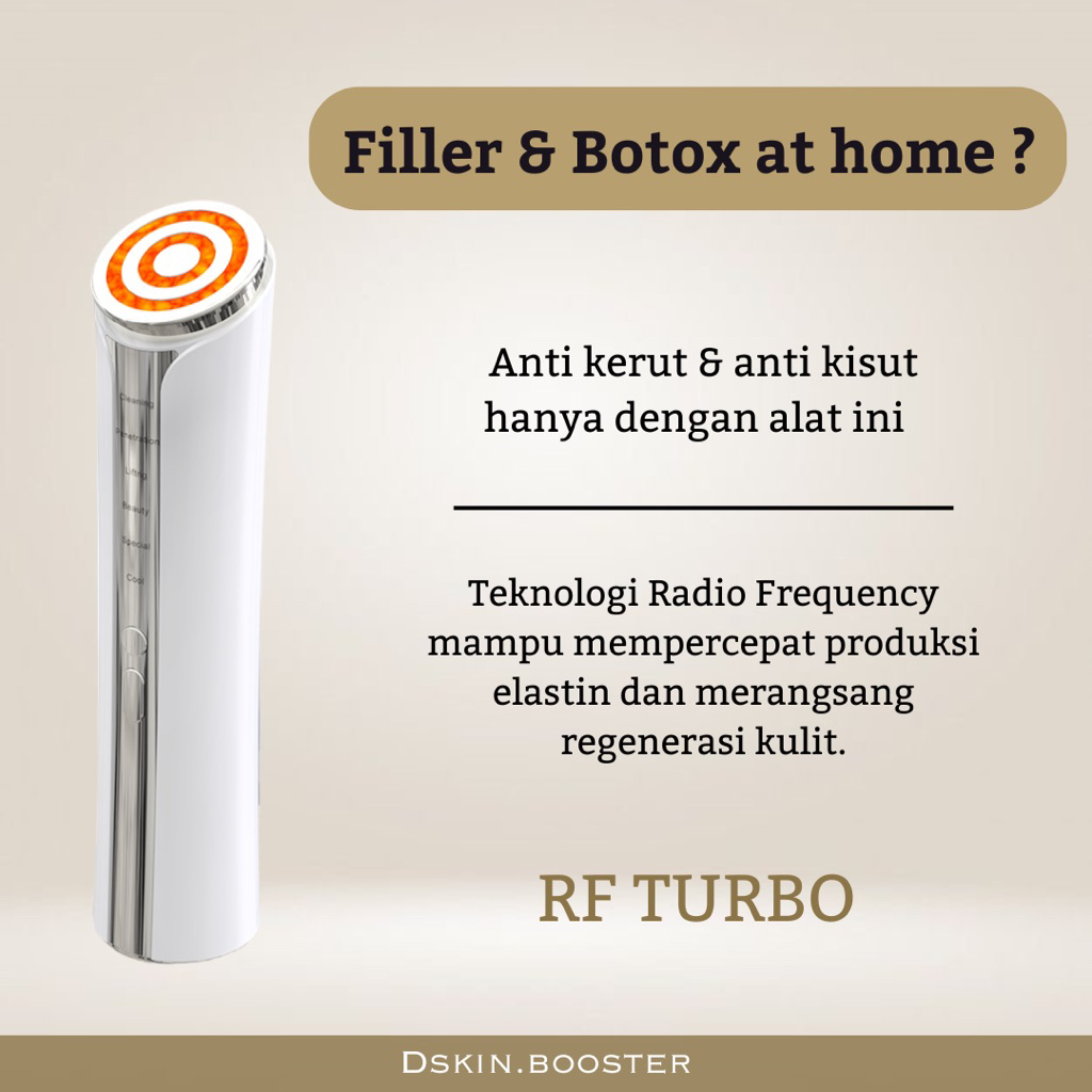 Dskinbooster - RF Turbo. Teknologi radiofrekuensi (RF) yang memberikan manfaat untuk menstimulasi ko