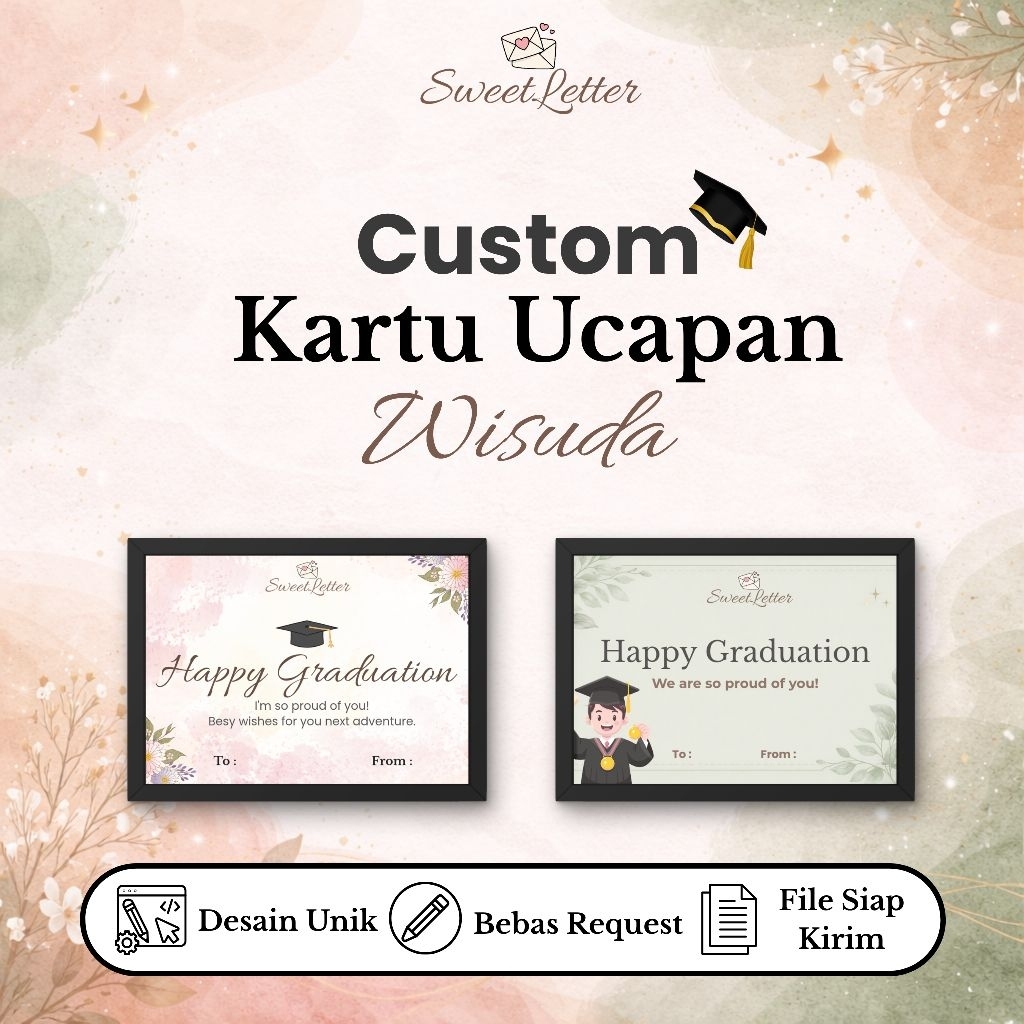 Custom Kartu Ucapan Wisuda / Graduation Aesthetic | Kartu Selamat Lulus Elegan & Premium