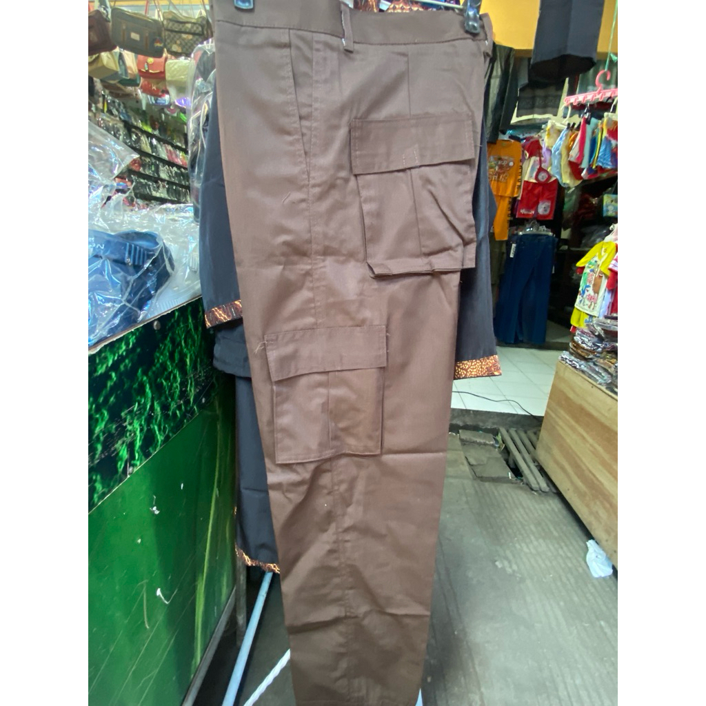 Celana Panjang Coklat/Hitam Saku Samping