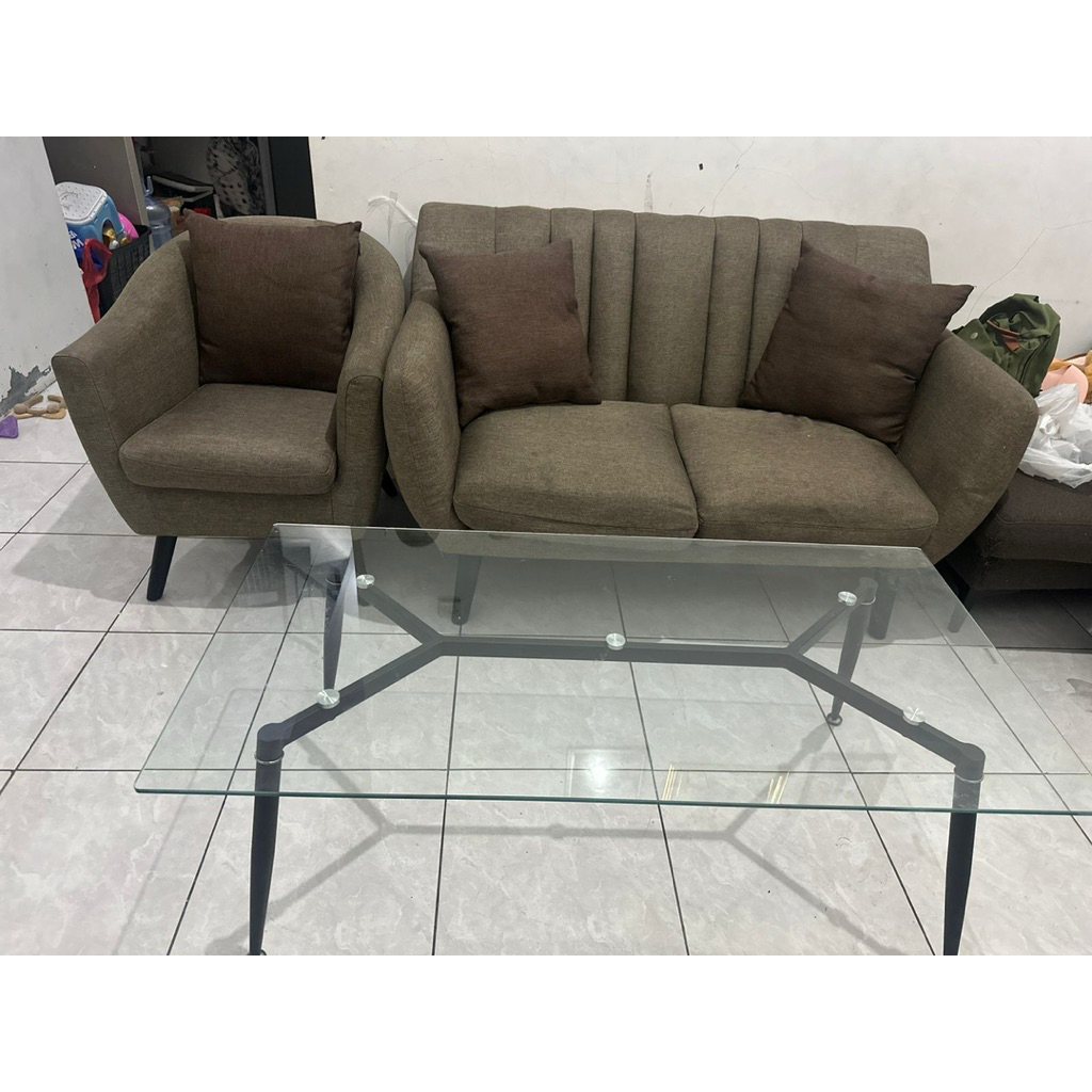 SOFA INFORMA 2+1 SEATER MEJA TAMU