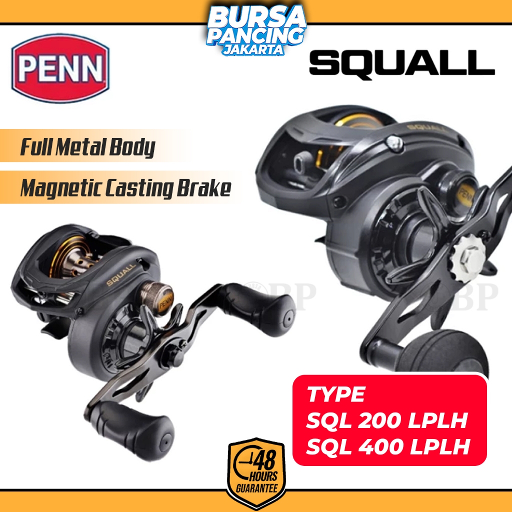 PENN Reel Baitcasting Low Profile SQUAL 5+1BB Stainless Steel Handle Kanan & Kiri Full Metal Body Re