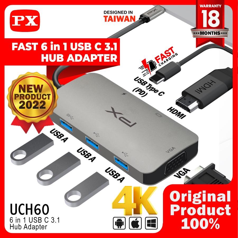 PX Hub Converter 6 in 1 HDMI VGA For Laptop Macbook Windows UCH60