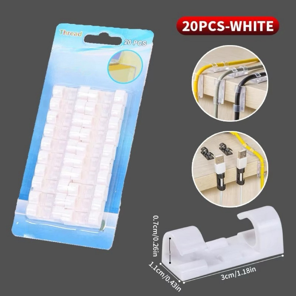isi 20 / 16 Pcs Perapih Cable Clip Klem Kabel Tempel klip USB Charger lem 3m Stiker Kabel Klem Tempe