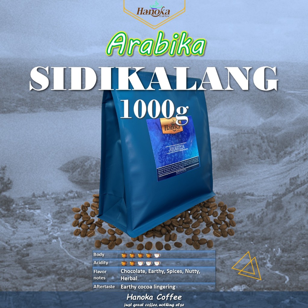 Hanoka Kopi Arabika Sidikalang 1 Kg - Biji Bubuk Arabica Coffee Sidikalang 1000 g
