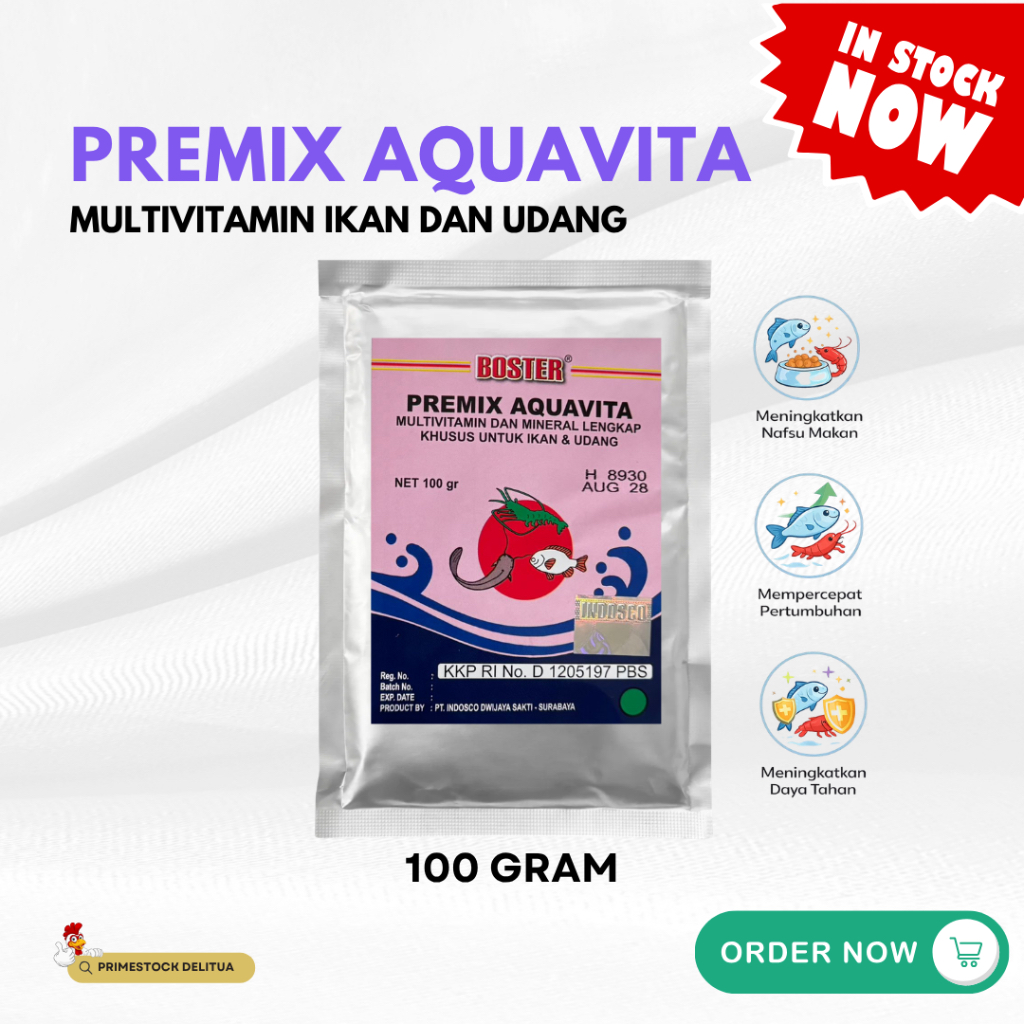 Premix Aquavita 100g - Multivitamin dan Mineral Lengkap untuk Ikan dan Udang