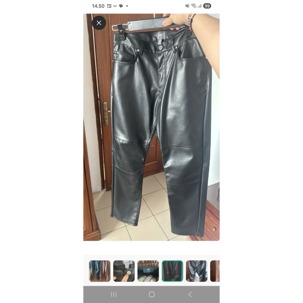 celana H&M leather black orderan khusus