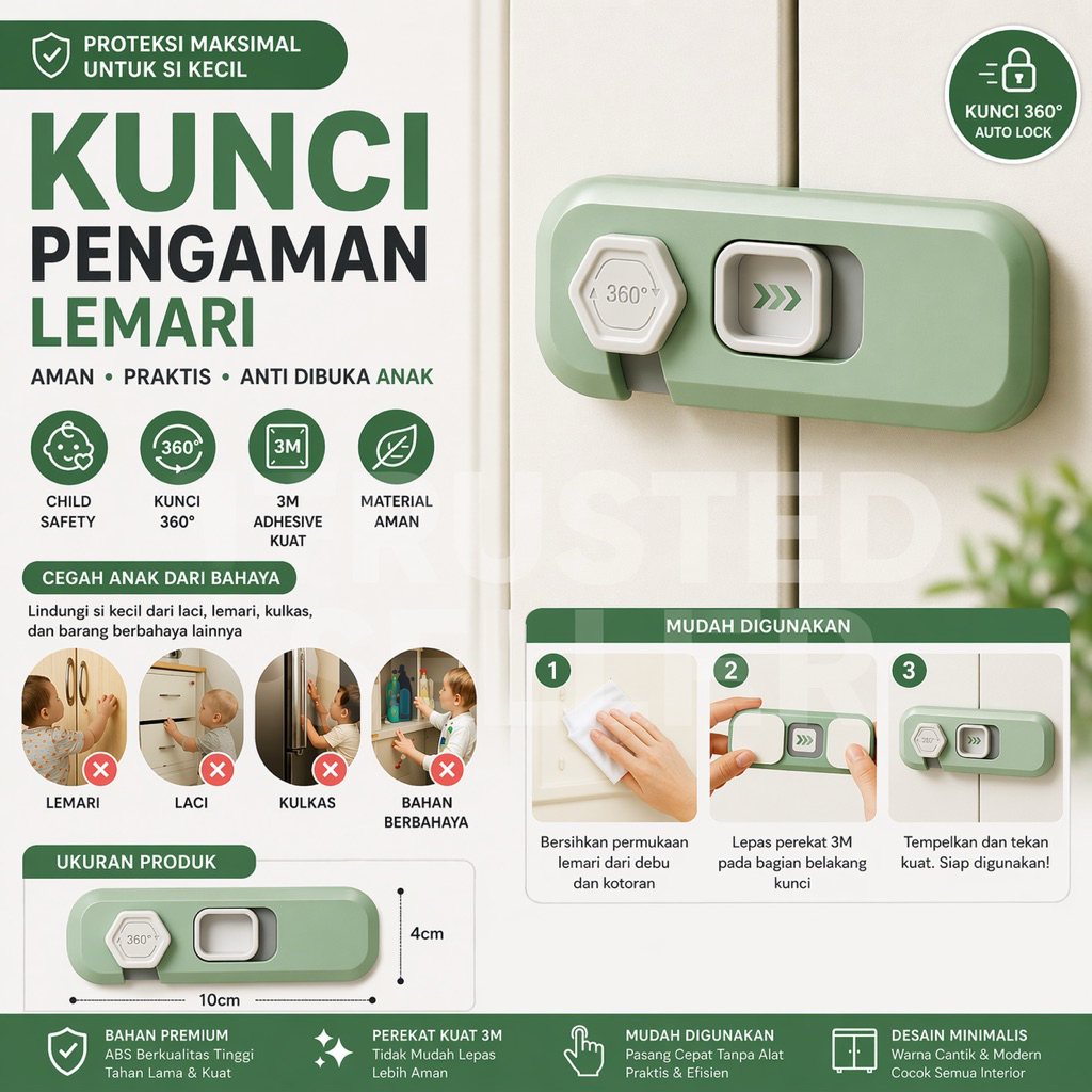 C19C ALGAN25 GERENDEL PLASTIK PENGAIT PINTU RAK LEMARI LACI SERBAGUNA SAFETY LOCK PENGAMAN ANAK FURN