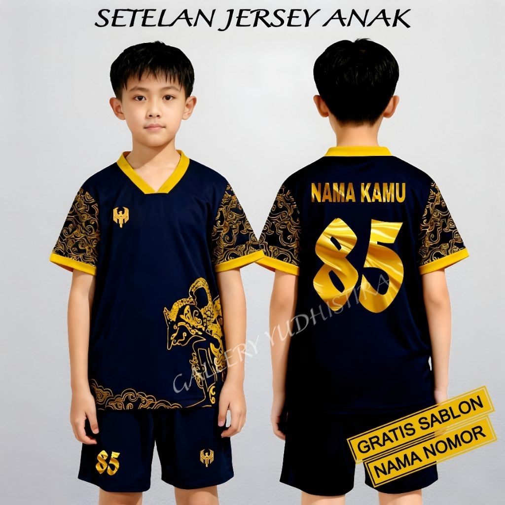 Gratis Sablon Nama Nomor Setelan Jersey Bola Anak Usia 5-13 Tahun Baju Olahraga Sepakbola Futsal Vol