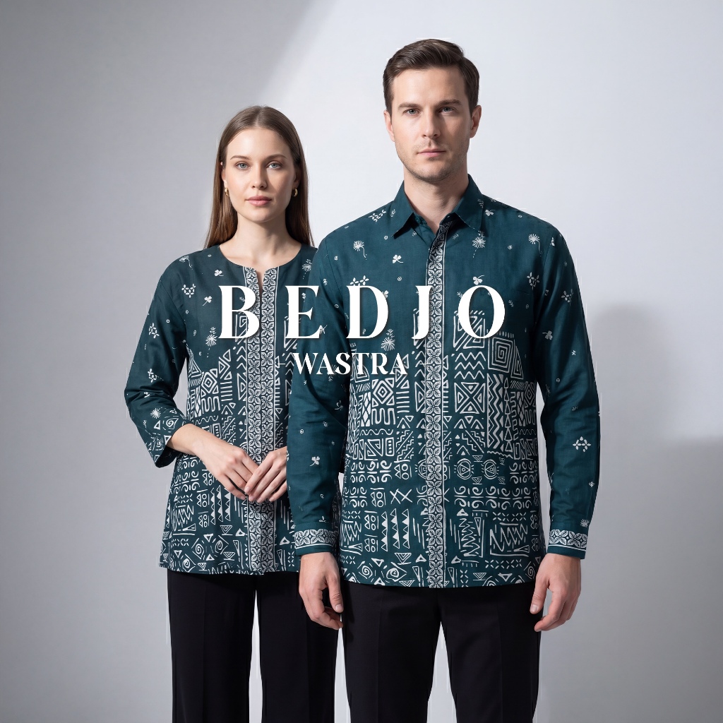 Seragam batik couple pasangan kemeja batik lengan panjang dan kemeja batik lengan pendek lapis furin