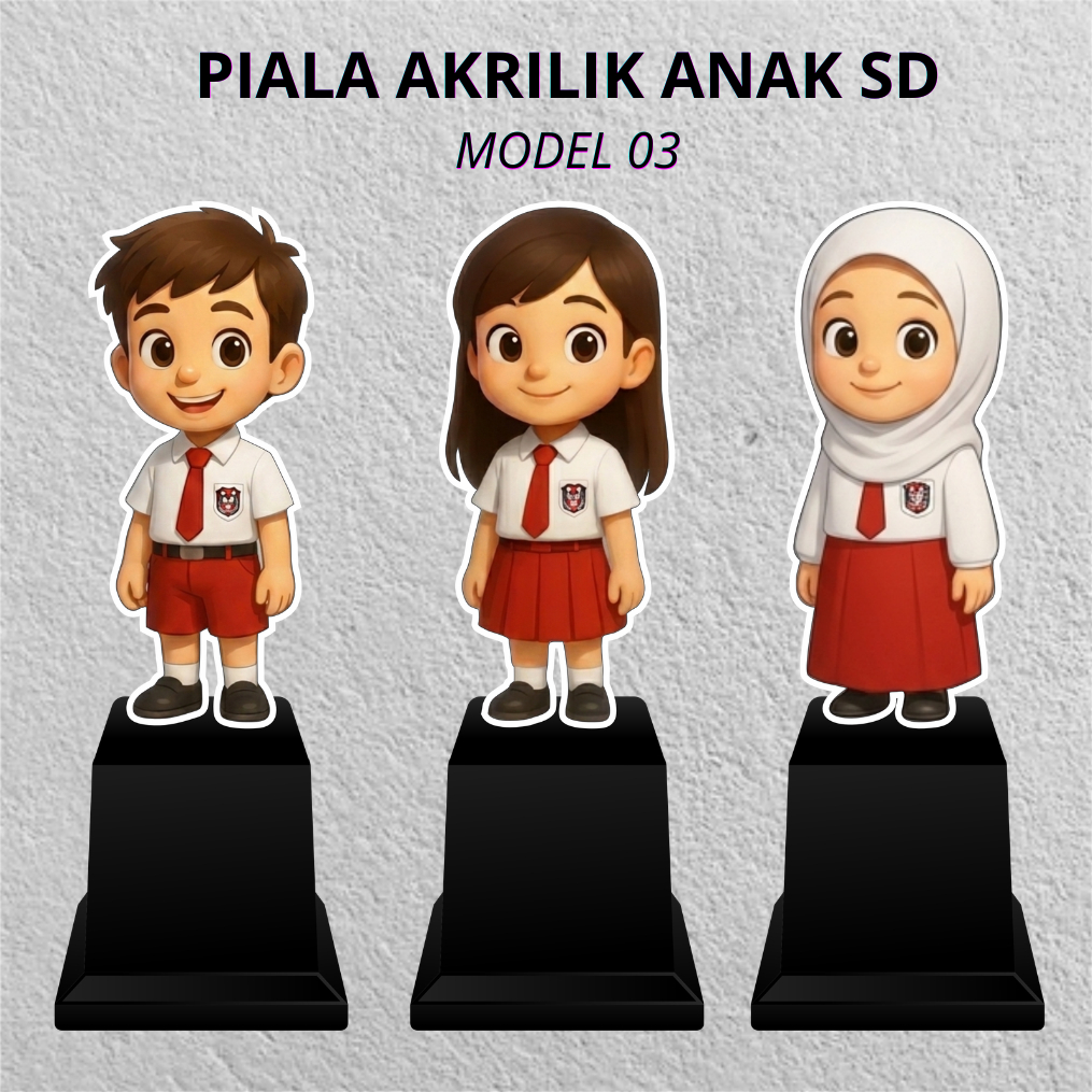 PIALA AKRILIK ANAK SD Model 3 | Piala Akrilik Kelulusan Sekolah - Piala Anak SD
