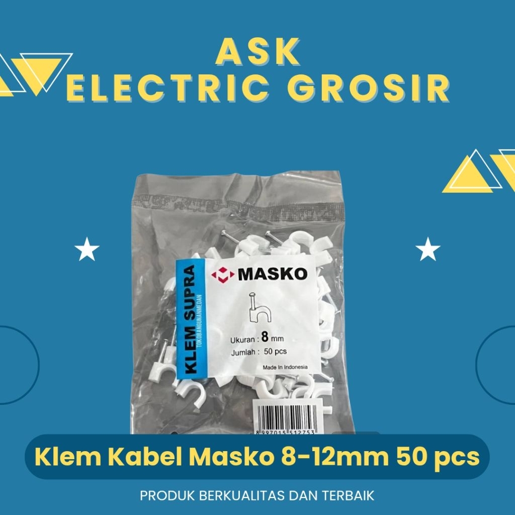 1 PACK Klem Kabel Masko Paku Beton 6mm - 17mm/Klem Kabel/Sou Sei/Masko/Klem Kabel Listrik