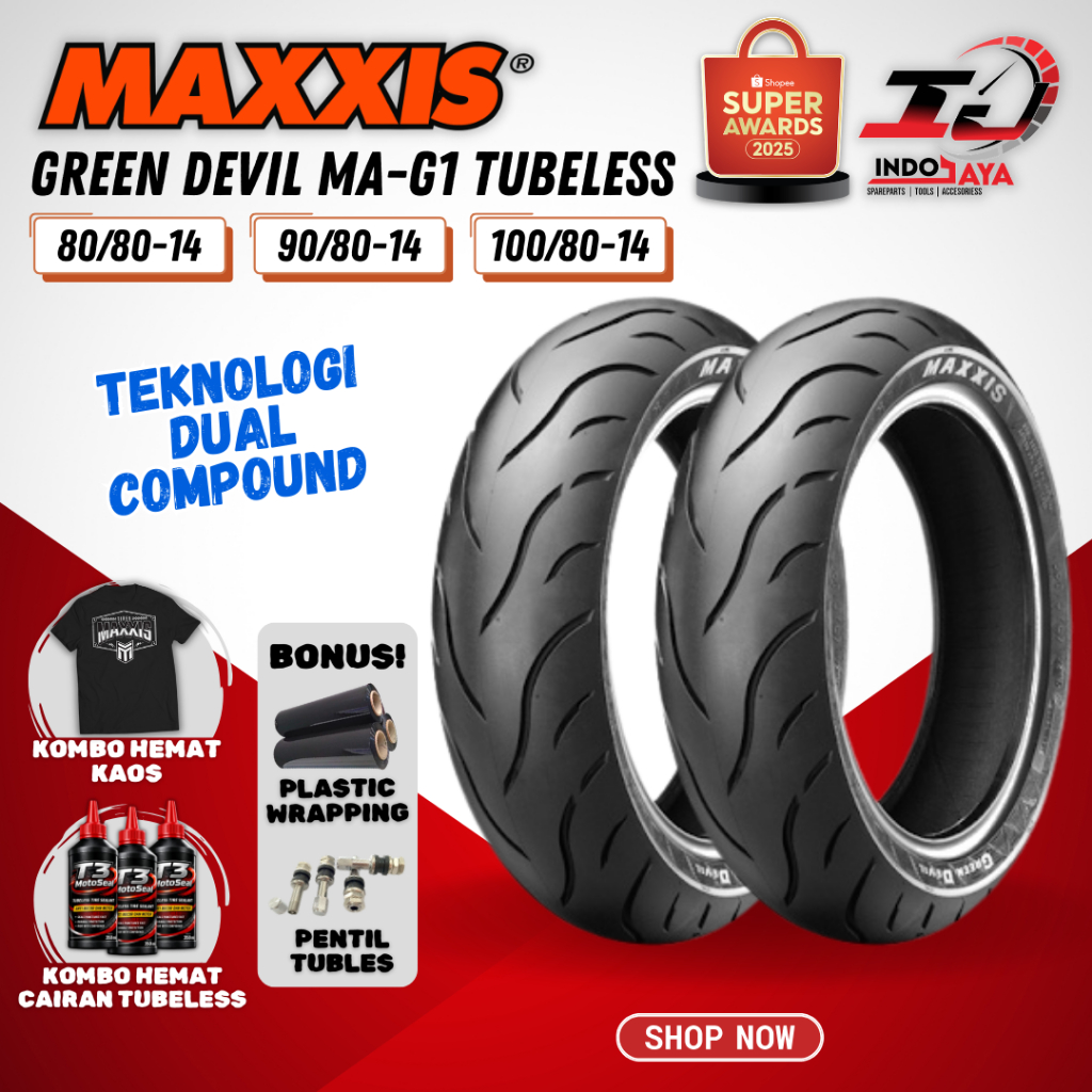 [BAYAR DI TEMPAT] (PAKET MURAH) BAN MAXXIS GREEN DEVIL ( 80/80-14 / 90/80-14 / 100/80-14 ) BAN MATIC