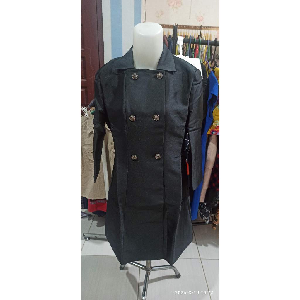 Coat Jaket Wanita Model Korea Warna Hitam Solemio Tangan Panjang