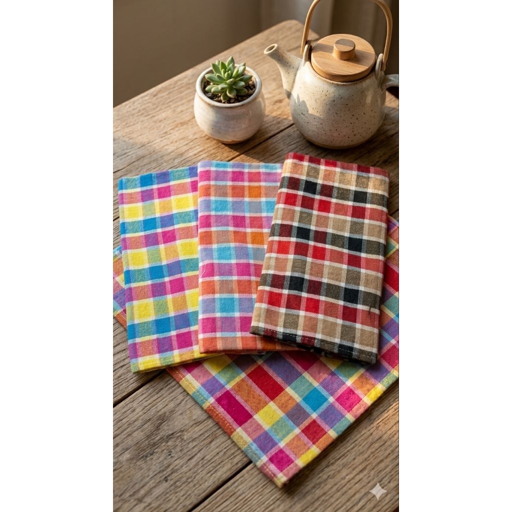 SERBET {6PCS} PALING MURAH Berkualitas Warna Jumbo Ukuran 60×60 cm Katun 100% Super Tebal Lap Dapur 