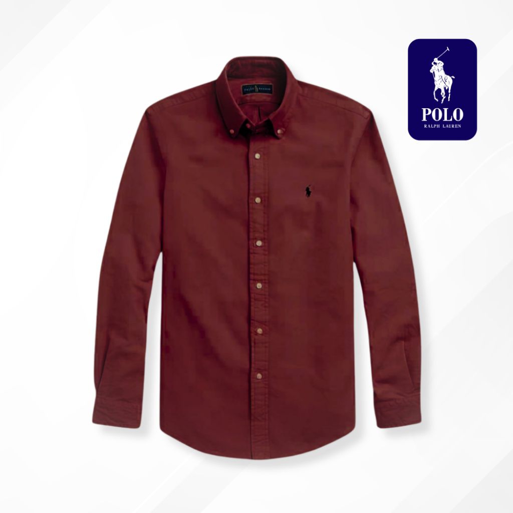 Kemeja Pria Lengan Panjang Polo Ralph Lauren Oxford Navy Slim Fit Casual Elegan Premium