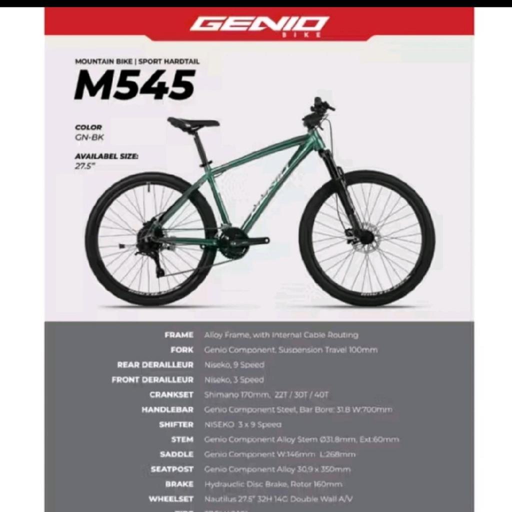 Genio Sepeda Gunung M545 Ukuran 27.5 dengan Frame Alloy dan Fork Genio Component untuk Performa Terb