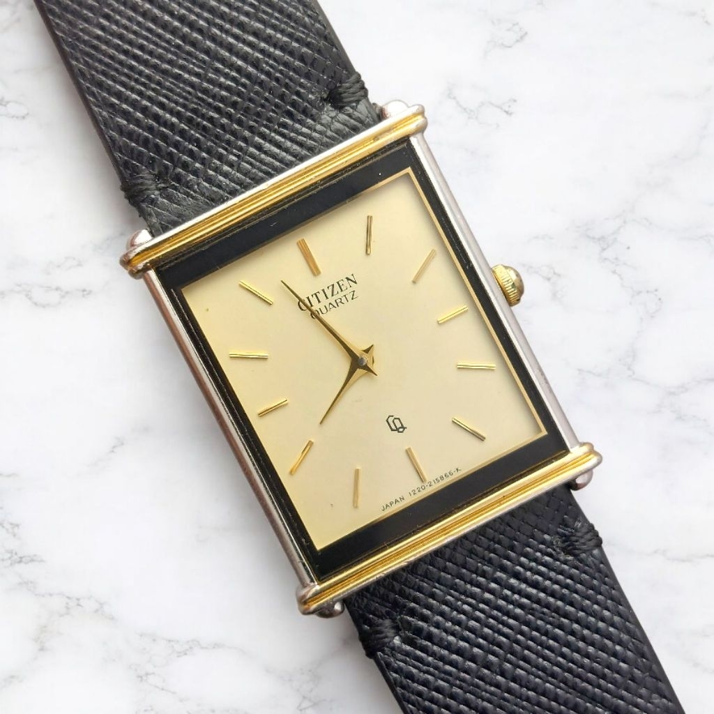 Jam Tangan Citizen Tank Two Tone Quartz Movt Vintage Watch Original