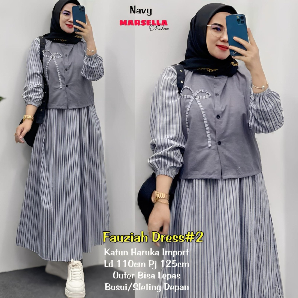 Fauziah Dress 2 Gamis Katun Premium by Marsella