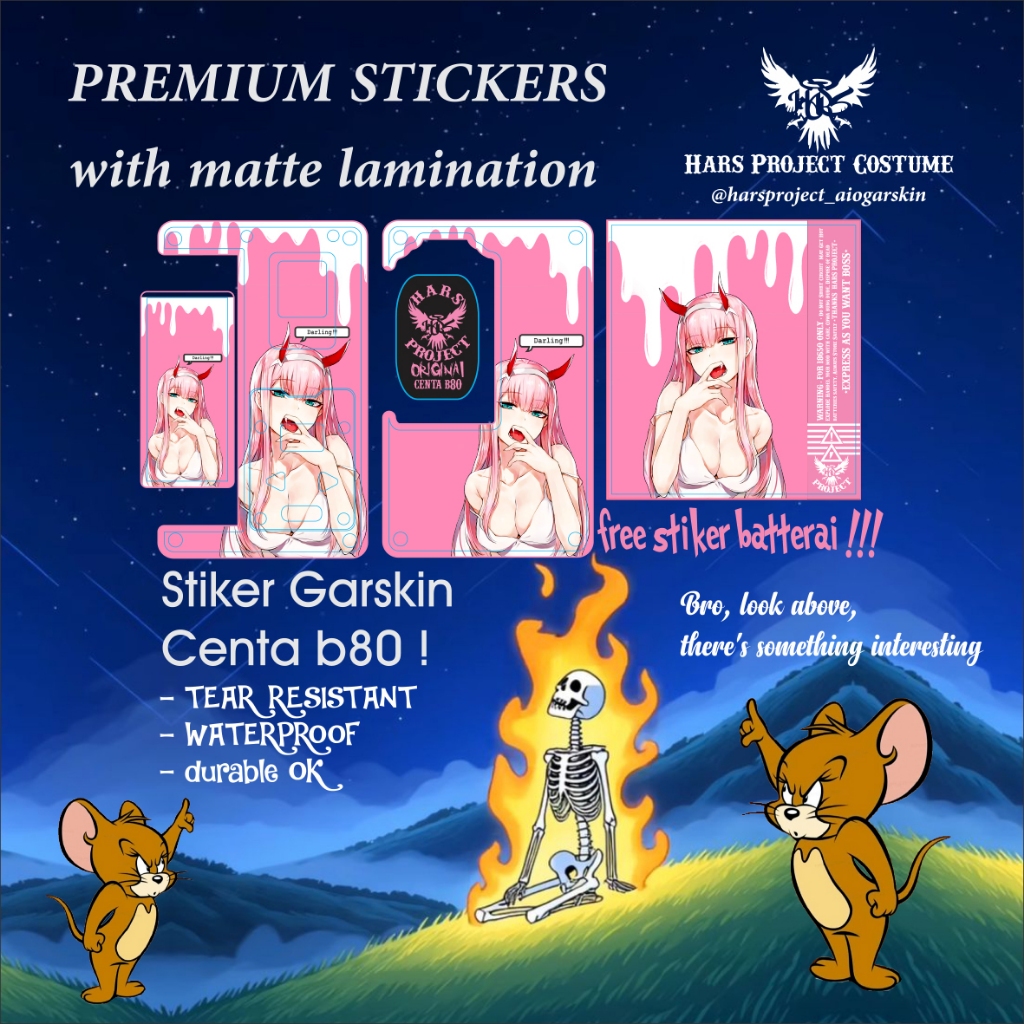 hars project stiker costume vinil stiker and lamination doff print hd zero two