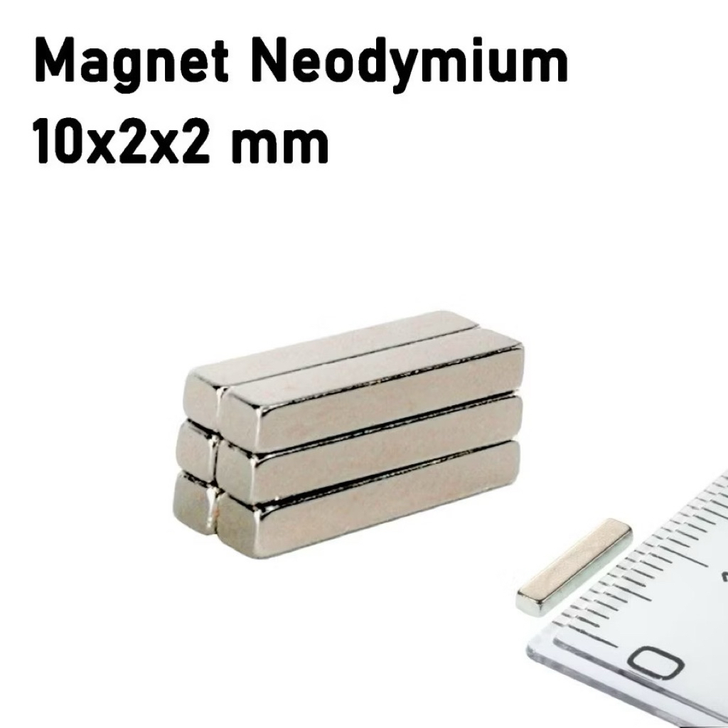 10 Magnet Balok kotak Neodymium N35 10x2x2mm 10mm 2mm grosir Termurah magnet