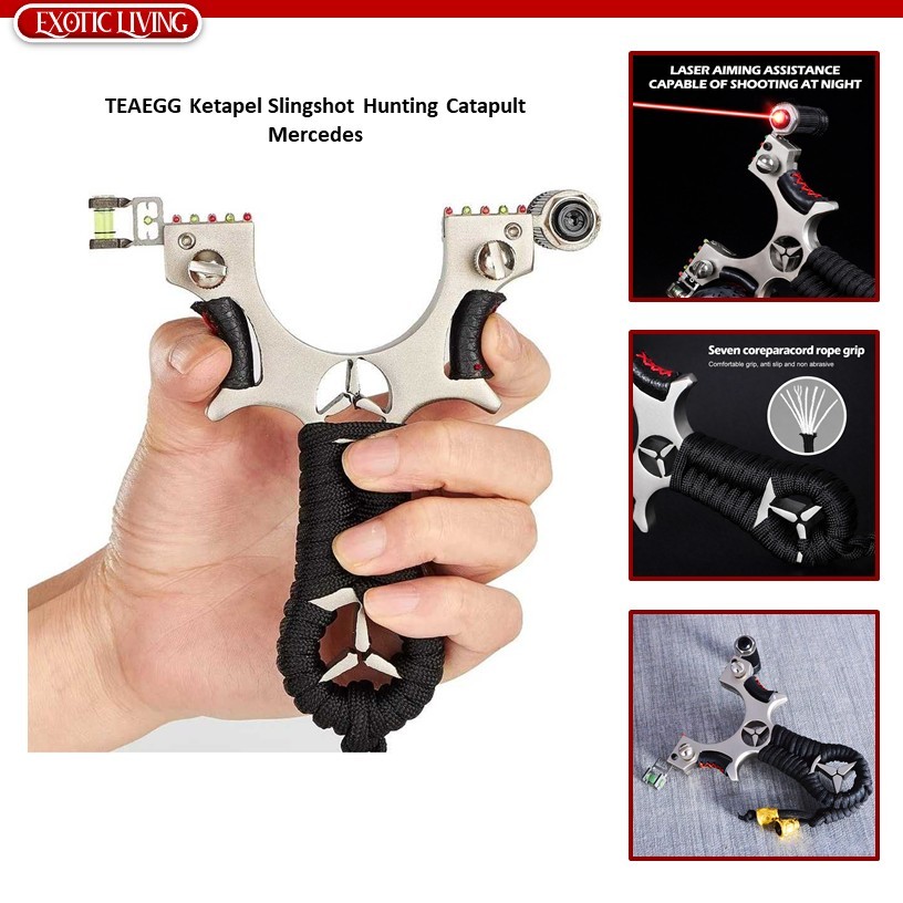 ExoticLiving - TEAEGG Ketapel LASER Slingshot Hunting Catapult Mercedes Stainless Steel Slingshot Wi