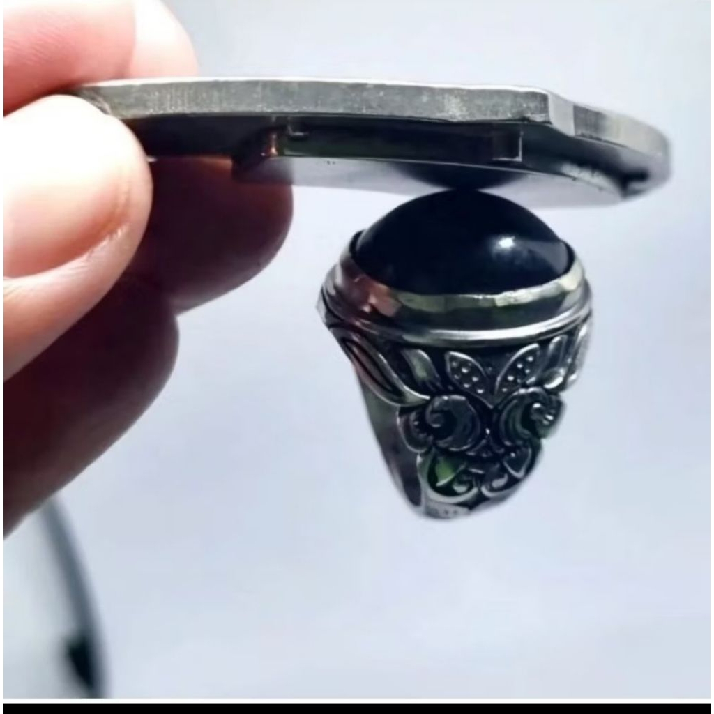 Cincin batu akik badar besi hitam asli natural