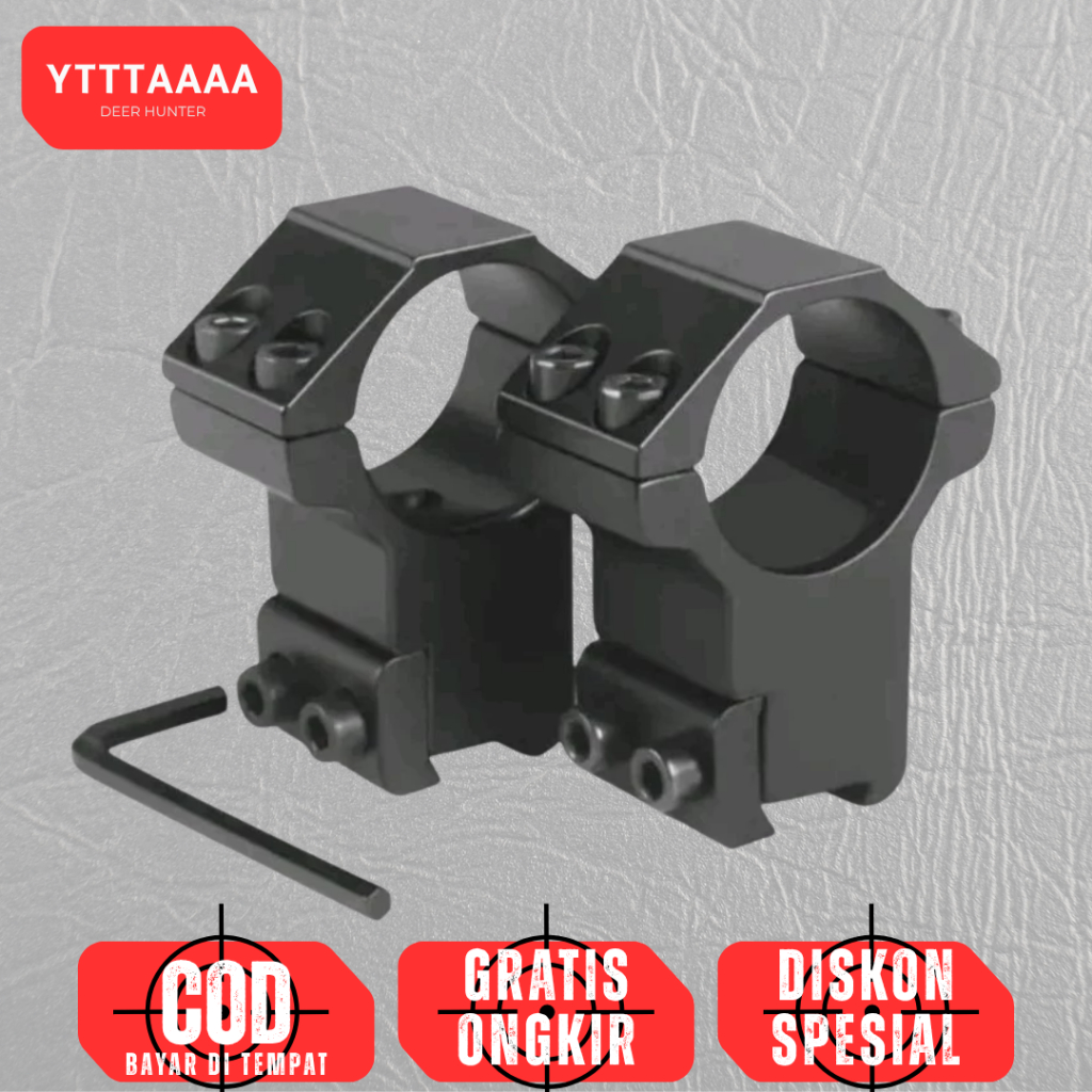 Mounting Teleskop Bahan Besi Rel 11mm OD 25mm Dudukan Teleskop Kuat Stabil