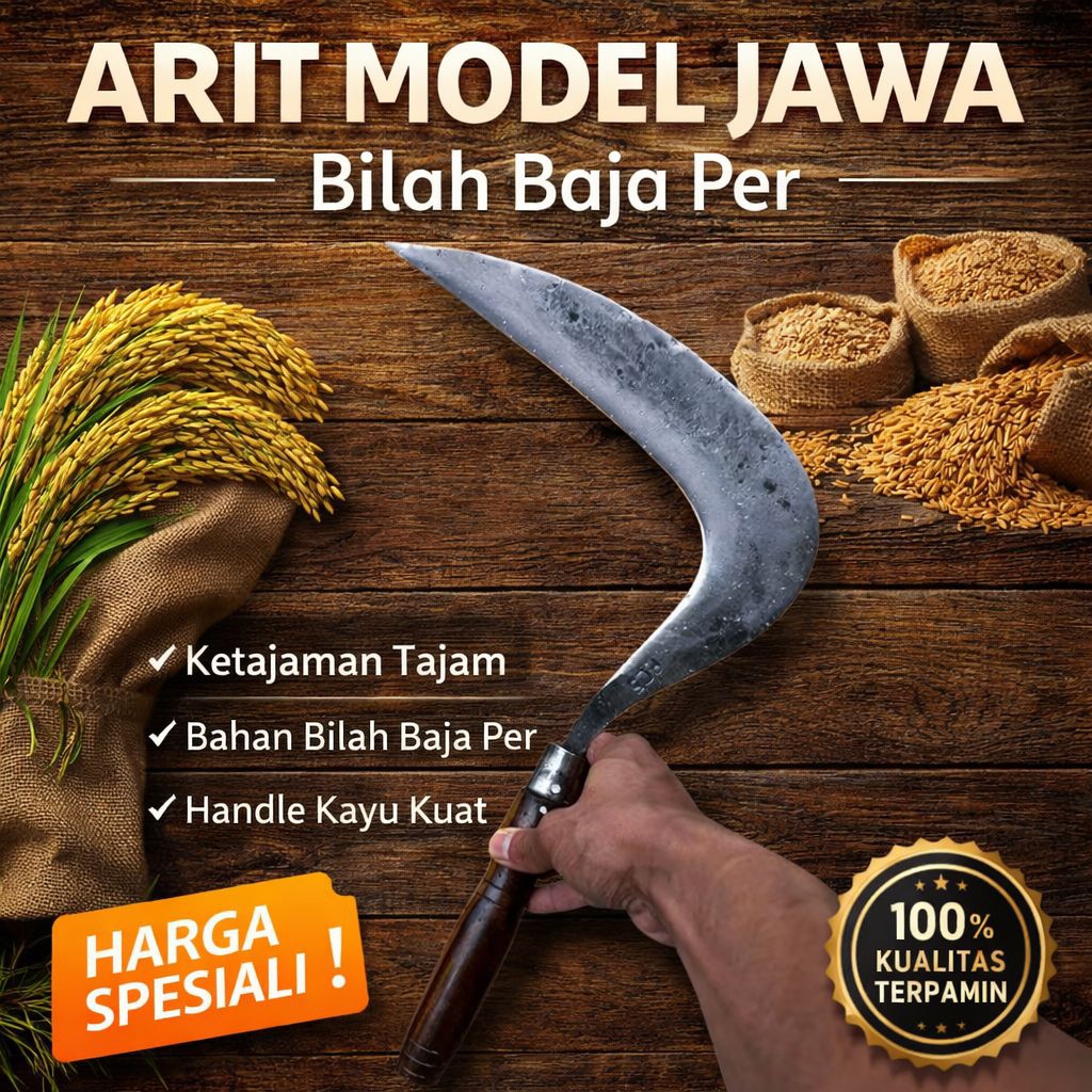 Arit Baja Per Tajam Model Jawa | Sabit Panen Padi Rumput | Arit Petani Super Tajam Handle sudah Di P