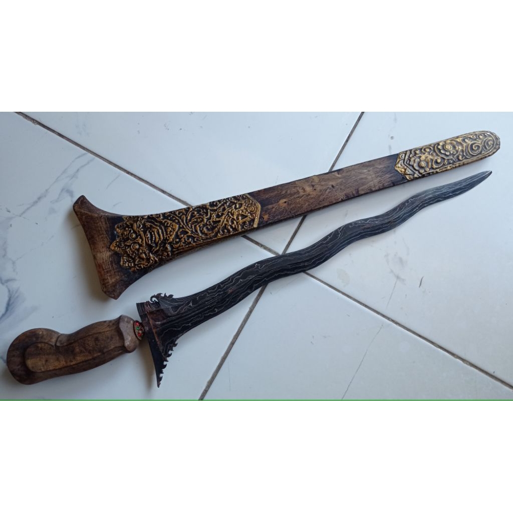 keris Bali pamor kulit semangka panjang bilah