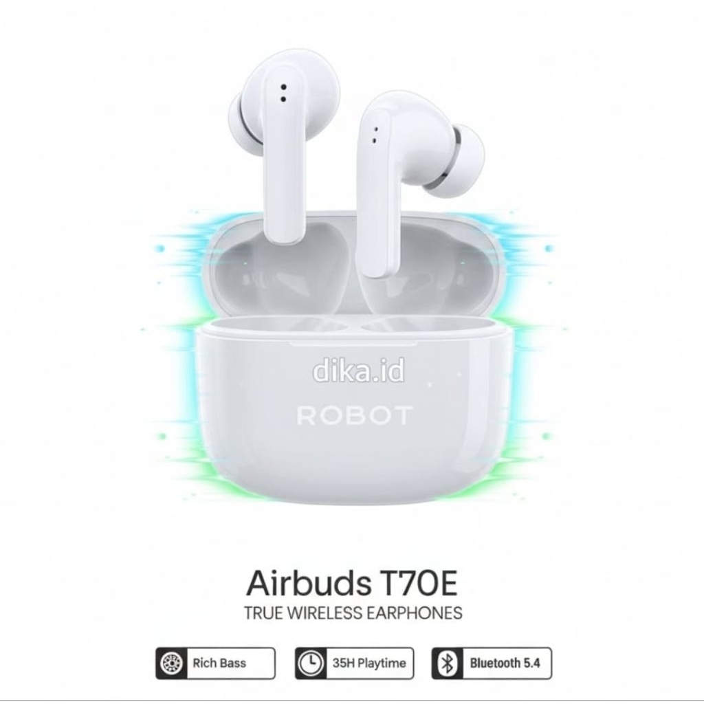 ROBOT Airbuds T70E TWS Headset Bluetooth Super Bass Original Resmi Robot