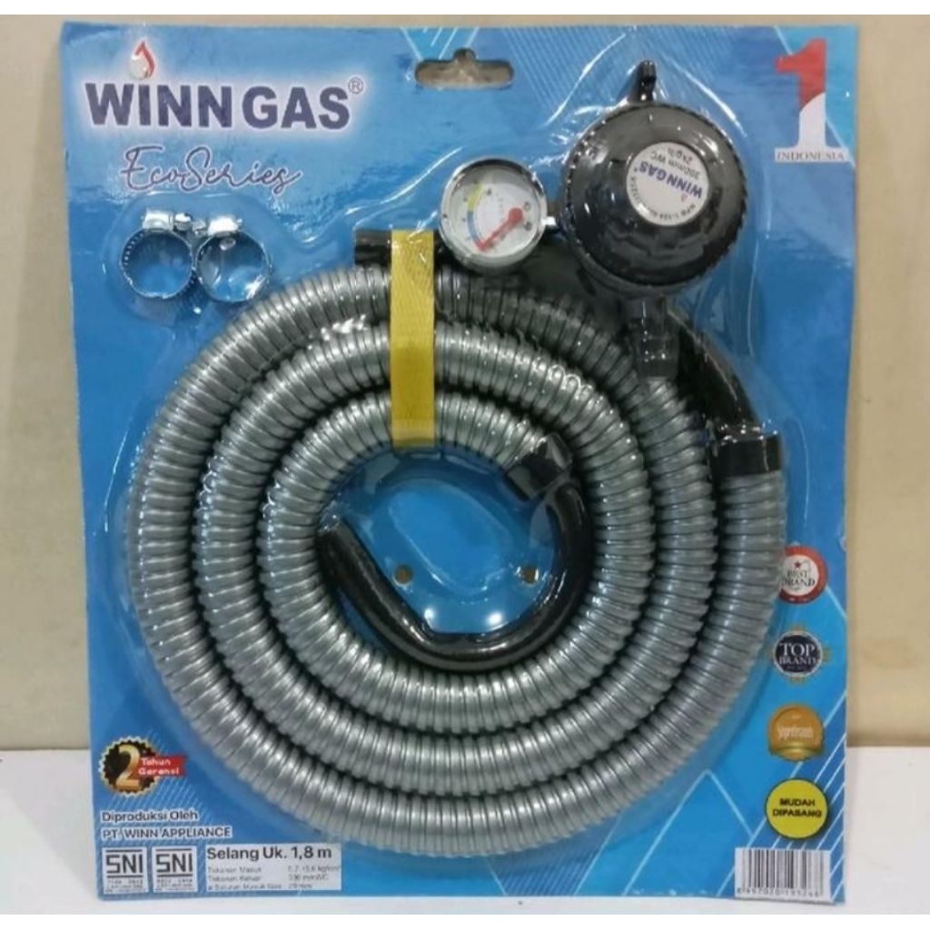 [paket 3pcs] Selang Gas + Regulator / Winn Gas Regulator Dan Selang Kompor Panjang 1,8 Meter