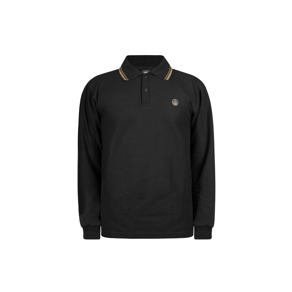 Prung Flanery Poloshirt Panjang Warna Hitam Kaos Polo Lengan Panjang Warna Hitam