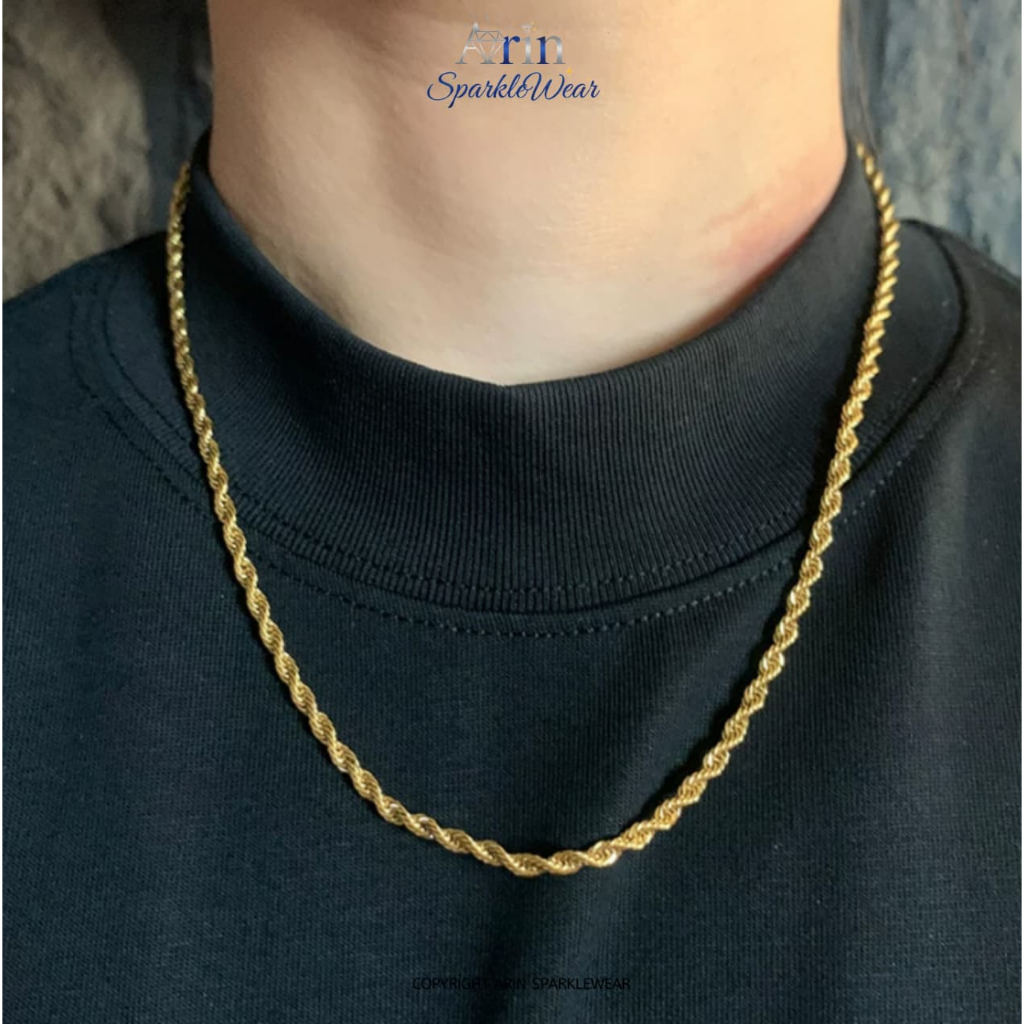 Rantai Kalung Tambang Titanium Original Anti Luntur Pria Wanita 2-5mm