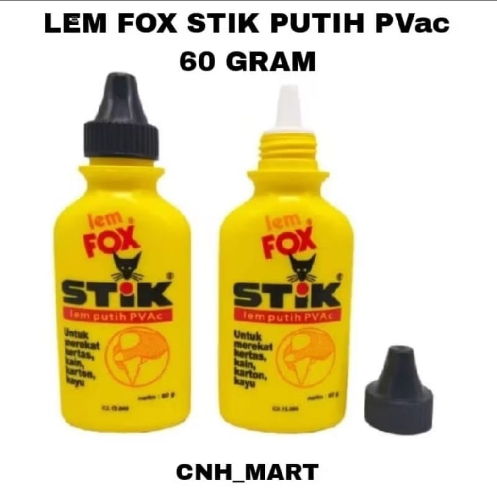 12Pcs - Lem Fox Stick 60 gram - Lem Botol Kuning Fox - Harga 12 Pcs - Grosir