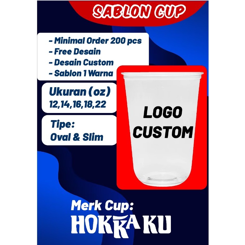 SABLON CUP MERK HOKKAKU 12,14,16,18,22 OZ DATAR, OVAL & SLIM MINIMAL ORDER 200 PCS
