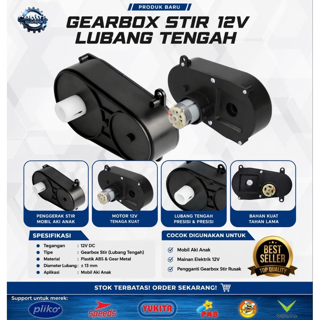 Dinamo Gearbox Ster Steering 12 Volt Pmb Exotic 12V Mobil Motor Aki Mainan Anak Remot Control