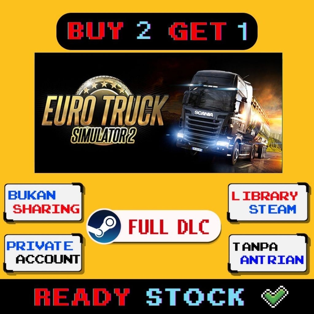 Euro Truck Simulator 2 Original Full DLC Private account Non sharing Bonus Beli 2 gratis 1